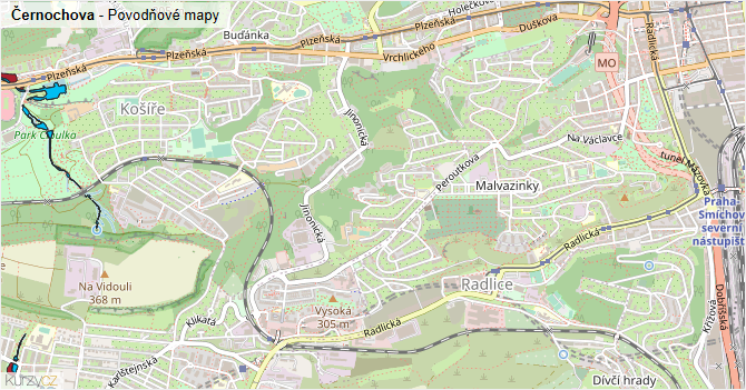 Černochova - záplavové mapy stoleté vody