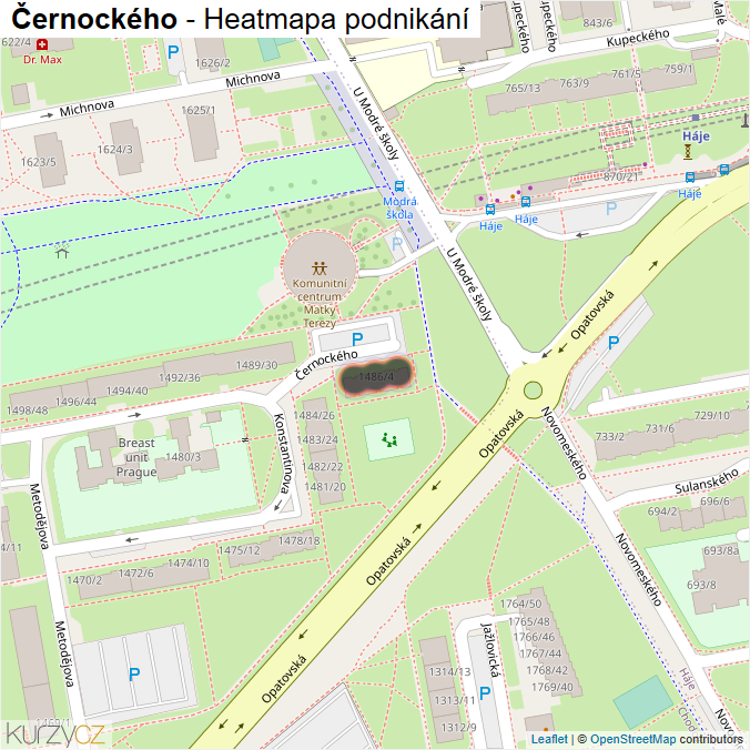 Mapa Černockého - Firmy v ulici.