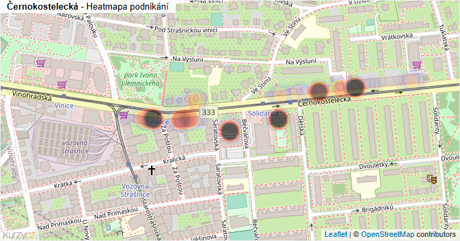 Černokostelecká - mapa podnikání