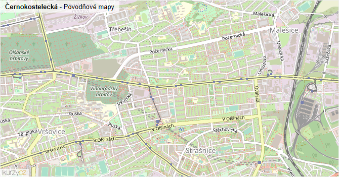 Černokostelecká - záplavové mapy stoleté vody