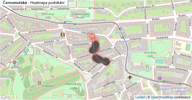 Černomořská - mapa podnikání