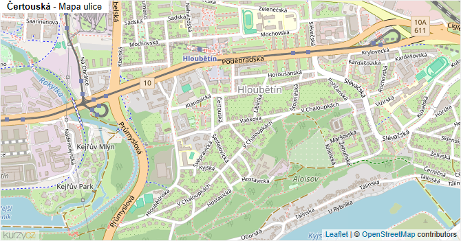 Čertouská - mapa ulice