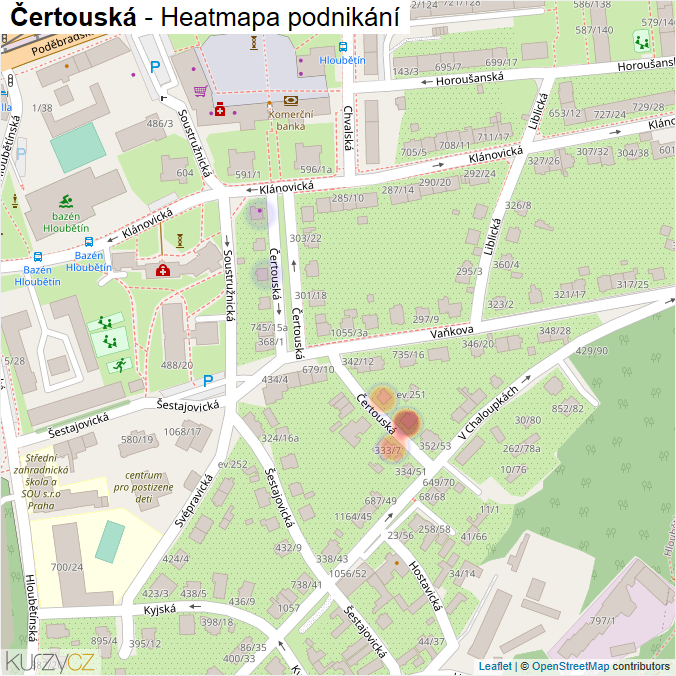 Mapa Čertouská - Firmy v ulici.