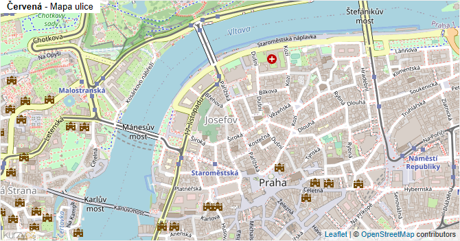 Červená - mapa ulice