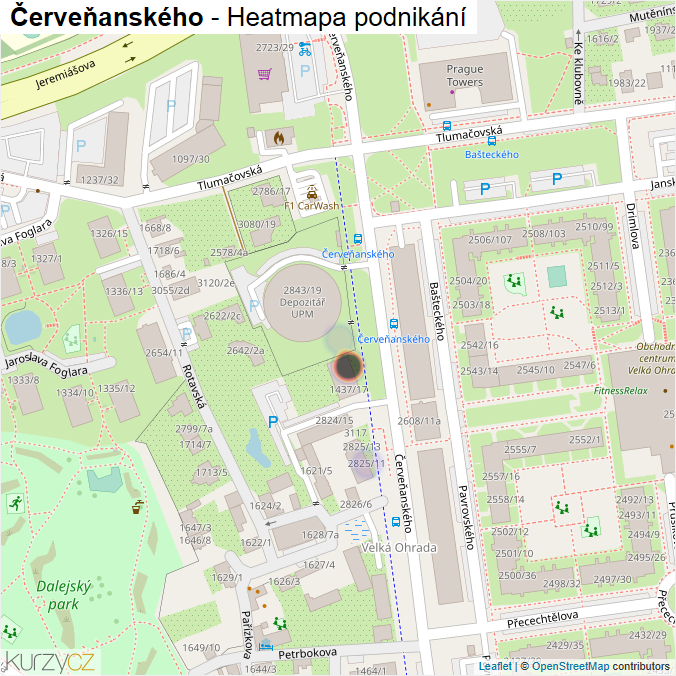 Mapa Červeňanského - Firmy v ulici.
