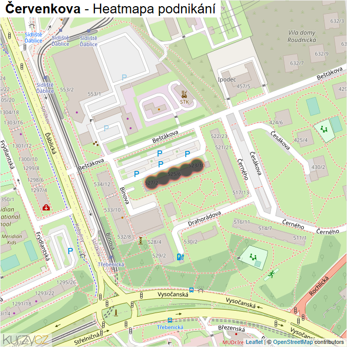 Mapa Červenkova - Firmy v ulici.