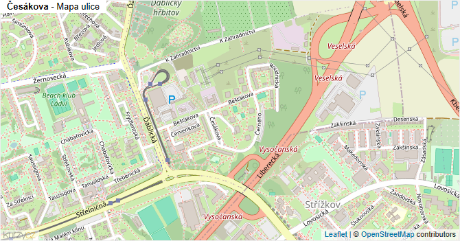 Česákova - mapa ulice
