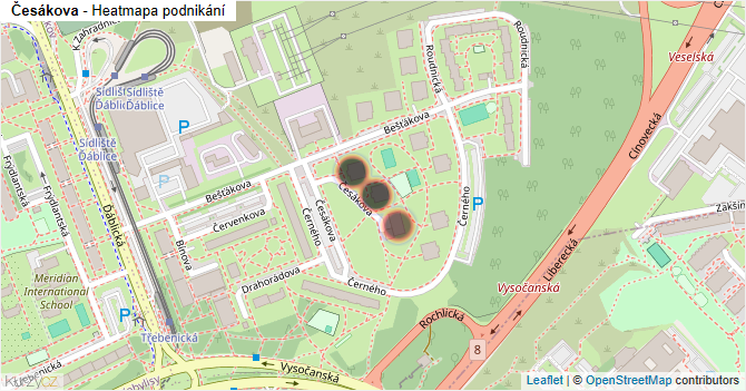 Česákova - mapa podnikání