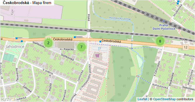 Českobrodská - mapa firem