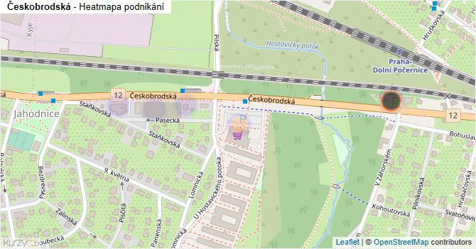 Českobrodská - mapa podnikání