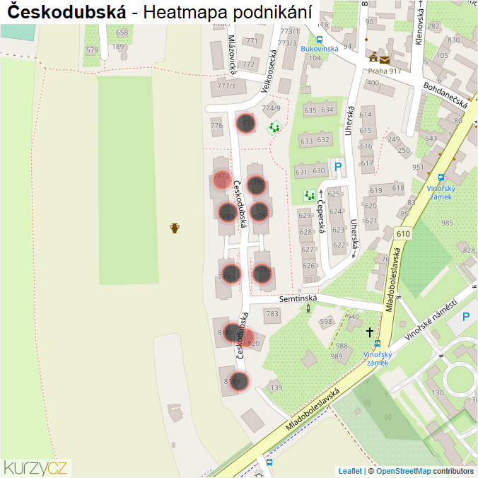 Mapa Českodubská - Firmy v ulici.