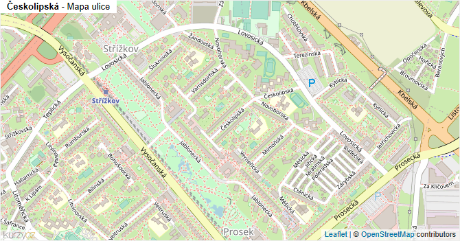 Českolipská - mapa ulice