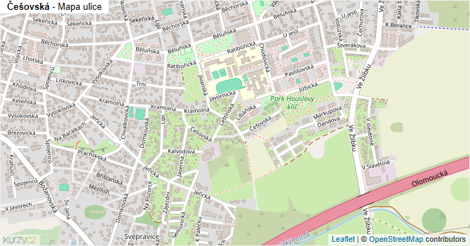 Češovská - mapa ulice