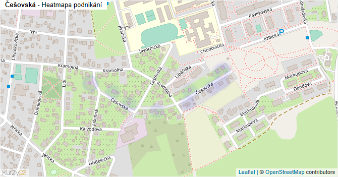 Češovská - mapa podnikání