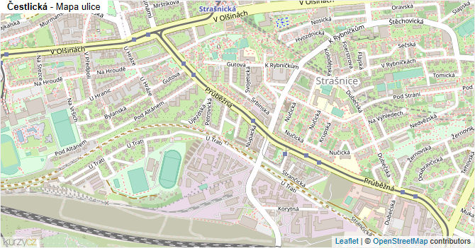 Čestlická - mapa ulice