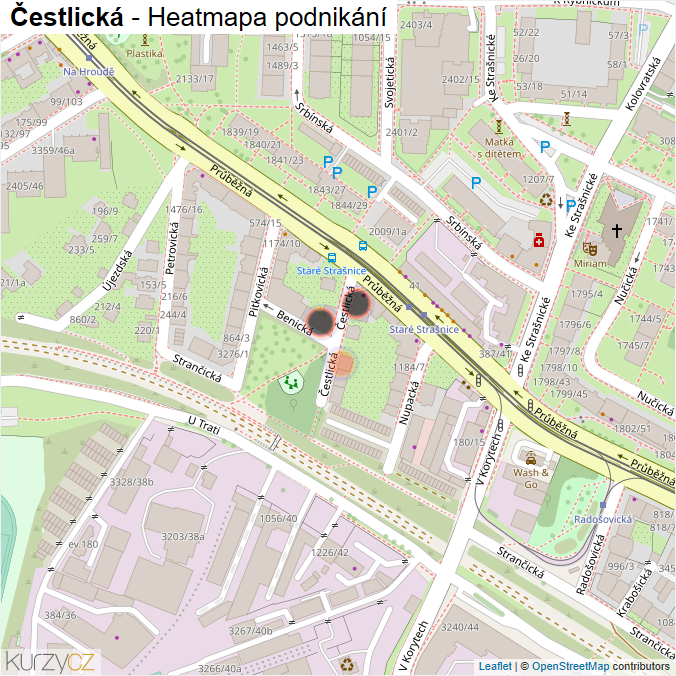 Mapa Čestlická - Firmy v ulici.