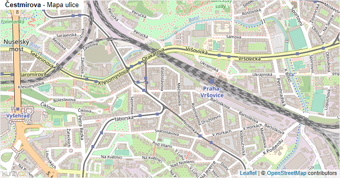 Čestmírova - mapa ulice