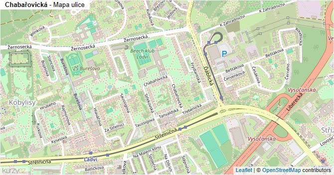 Chabařovická - mapa ulice