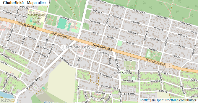 Chabeřická - mapa ulice