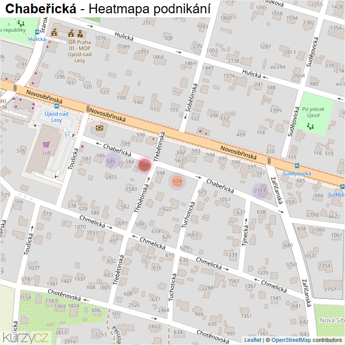 Mapa Chabeřická - Firmy v ulici.