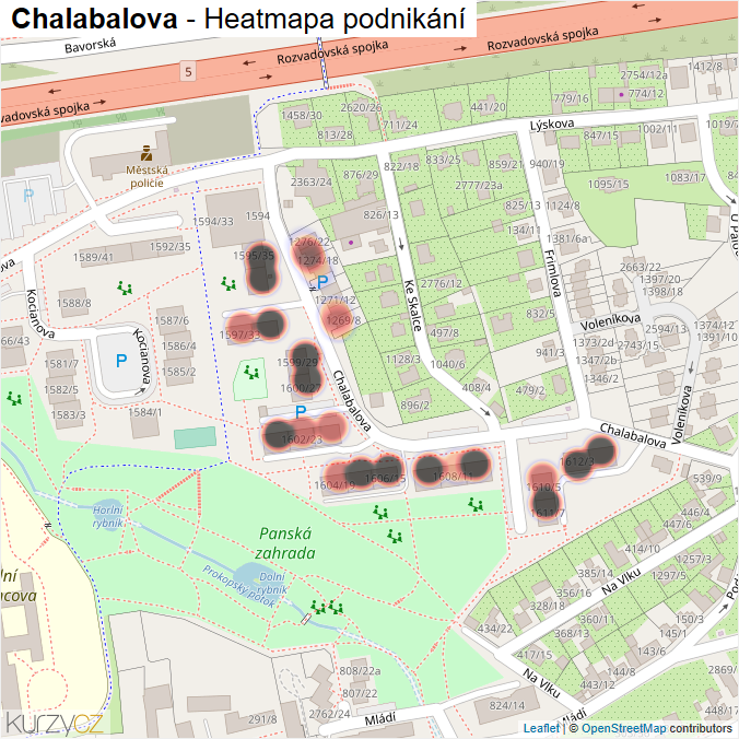Mapa Chalabalova - Firmy v ulici.