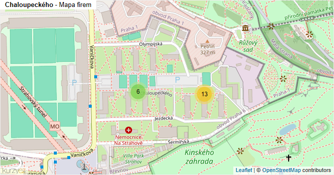 Chaloupeckého - mapa firem