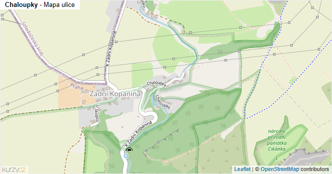 Chaloupky - mapa ulice