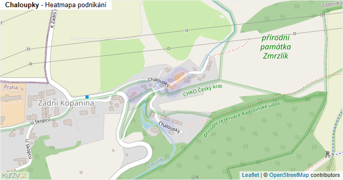 Chaloupky - mapa podnikání