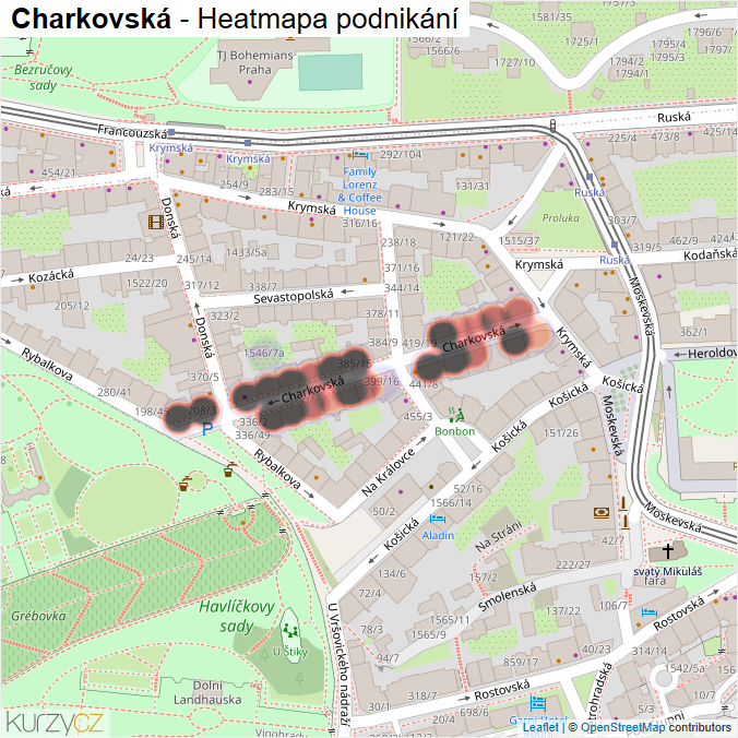 Mapa Charkovská - Firmy v ulici.