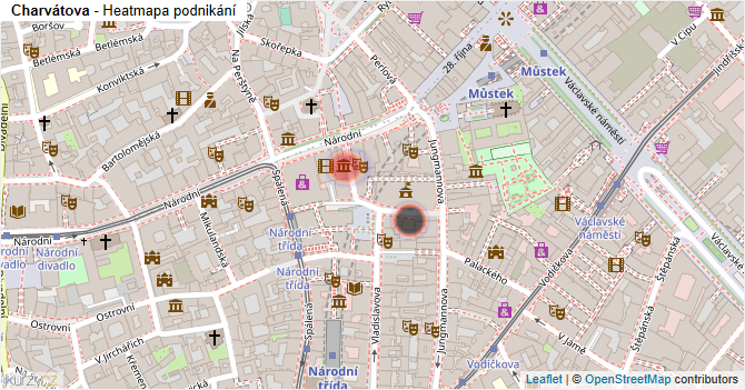 Charvátova - mapa podnikání