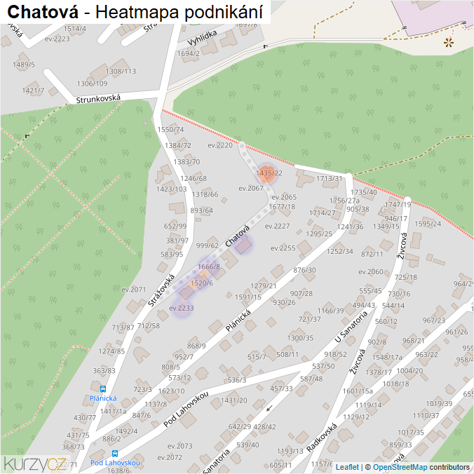 Mapa Chatová - Firmy v ulici.