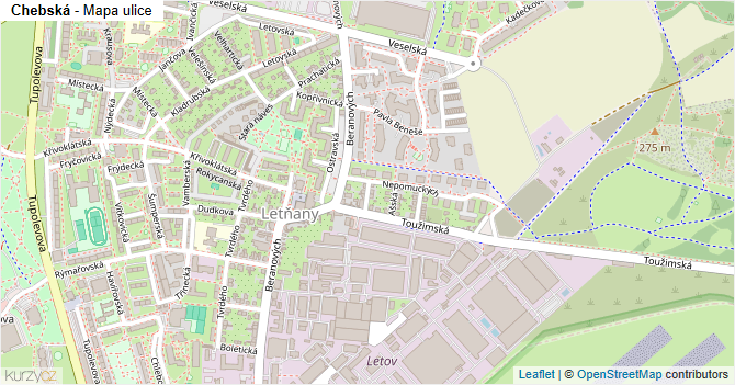 Chebská - mapa ulice