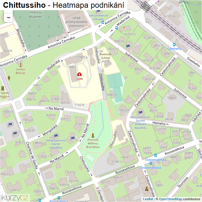 Mapa Chittussiho - Firmy v ulici.