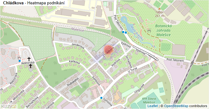 Chládkova - mapa podnikání