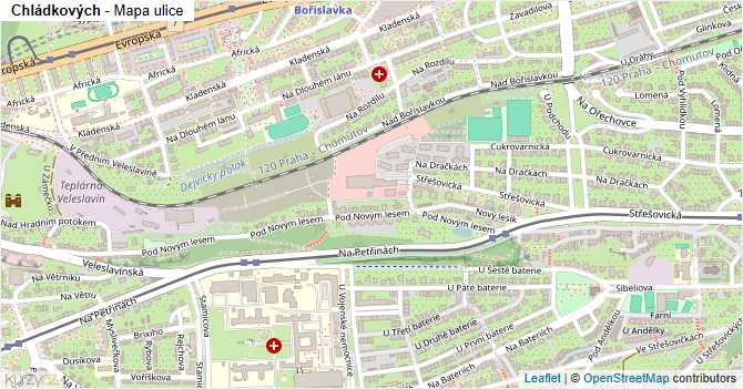Chládkových - mapa ulice