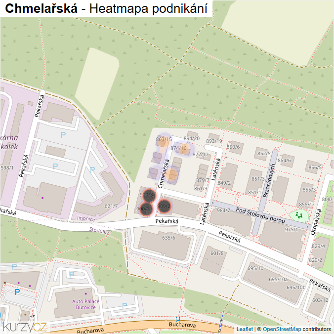 Mapa Chmelařská - Firmy v ulici.