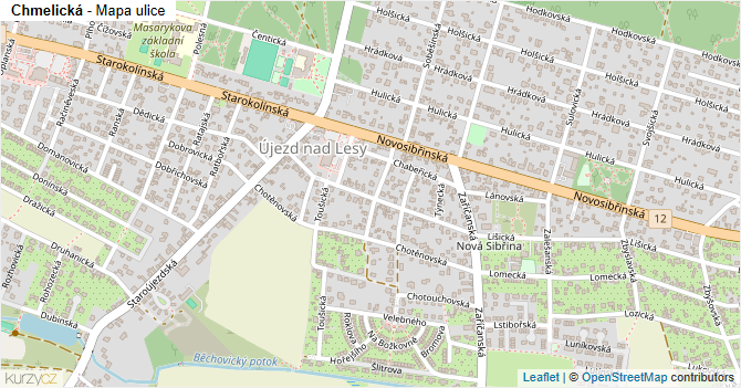 Chmelická - mapa ulice