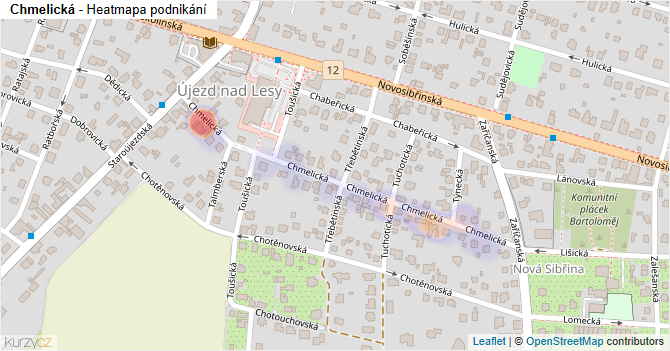 Chmelická - mapa podnikání