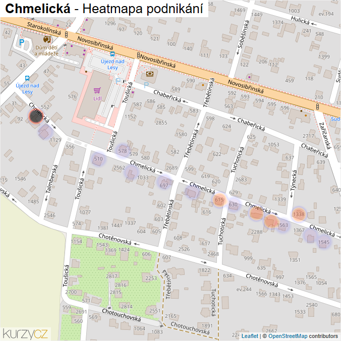 Mapa Chmelická - Firmy v ulici.