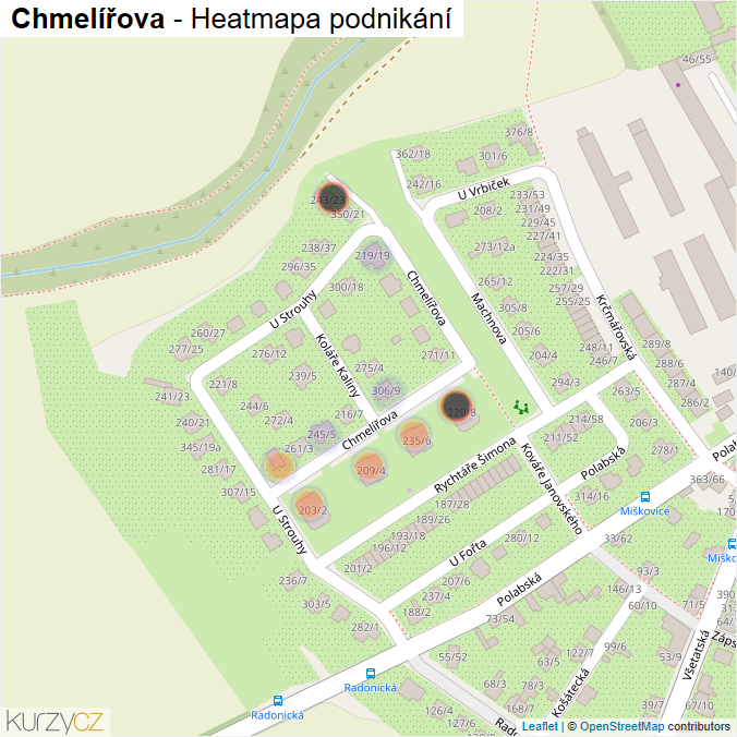 Mapa Chmelířova - Firmy v ulici.