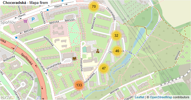 Choceradská - mapa firem
