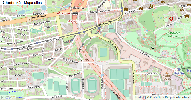 Chodecká - mapa ulice