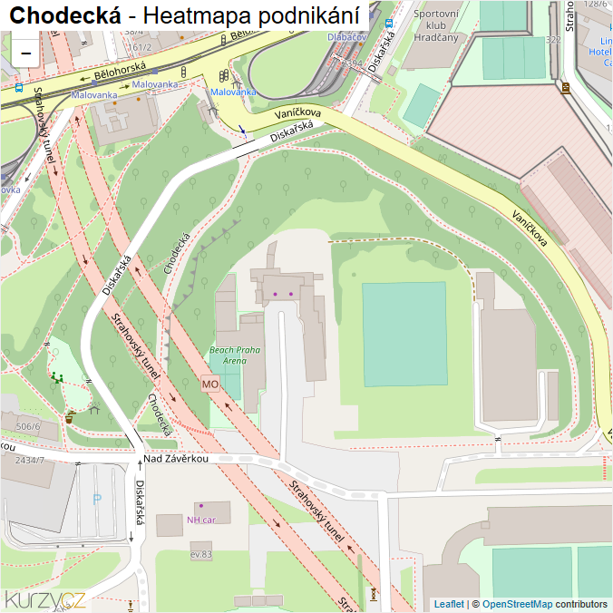 Mapa Chodecká - Firmy v ulici.