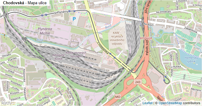 Chodovská - mapa ulice