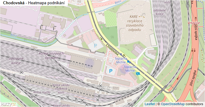 Chodovská - mapa podnikání
