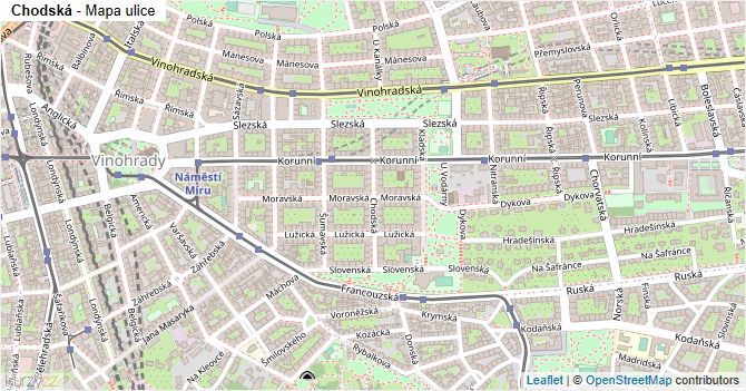 Chodská - mapa ulice