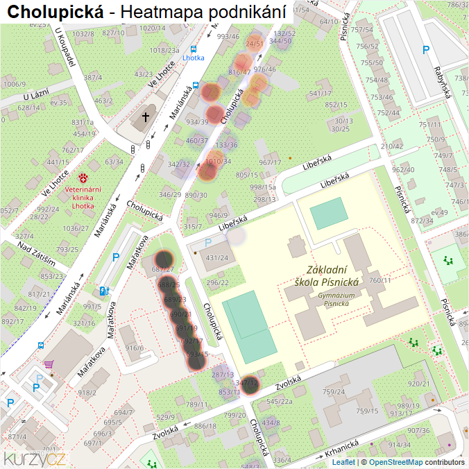 Mapa Cholupická - Firmy v ulici.