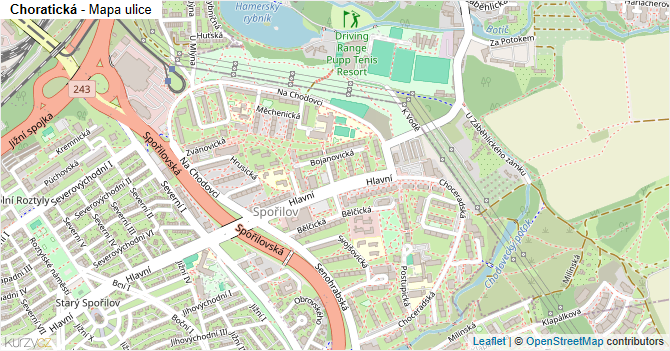 Choratická - mapa ulice