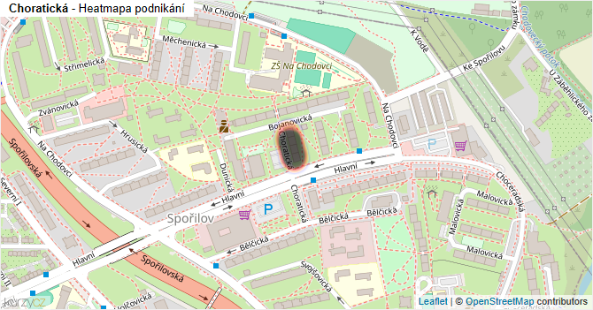 Choratická - mapa podnikání