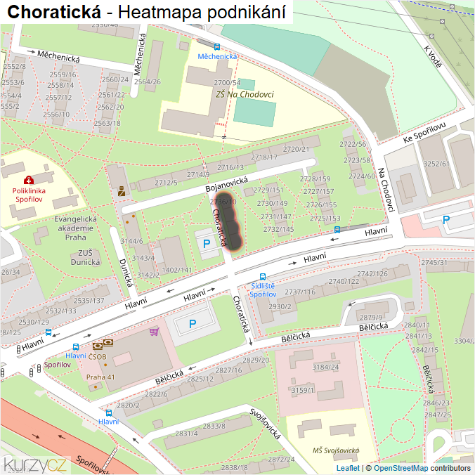 Mapa Choratická - Firmy v ulici.